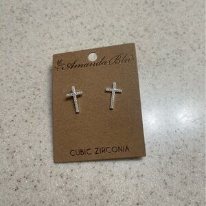 Silver cross earrings